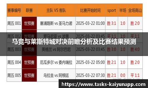 马竞与莱斯特城对决前瞻分析及比赛结果预测